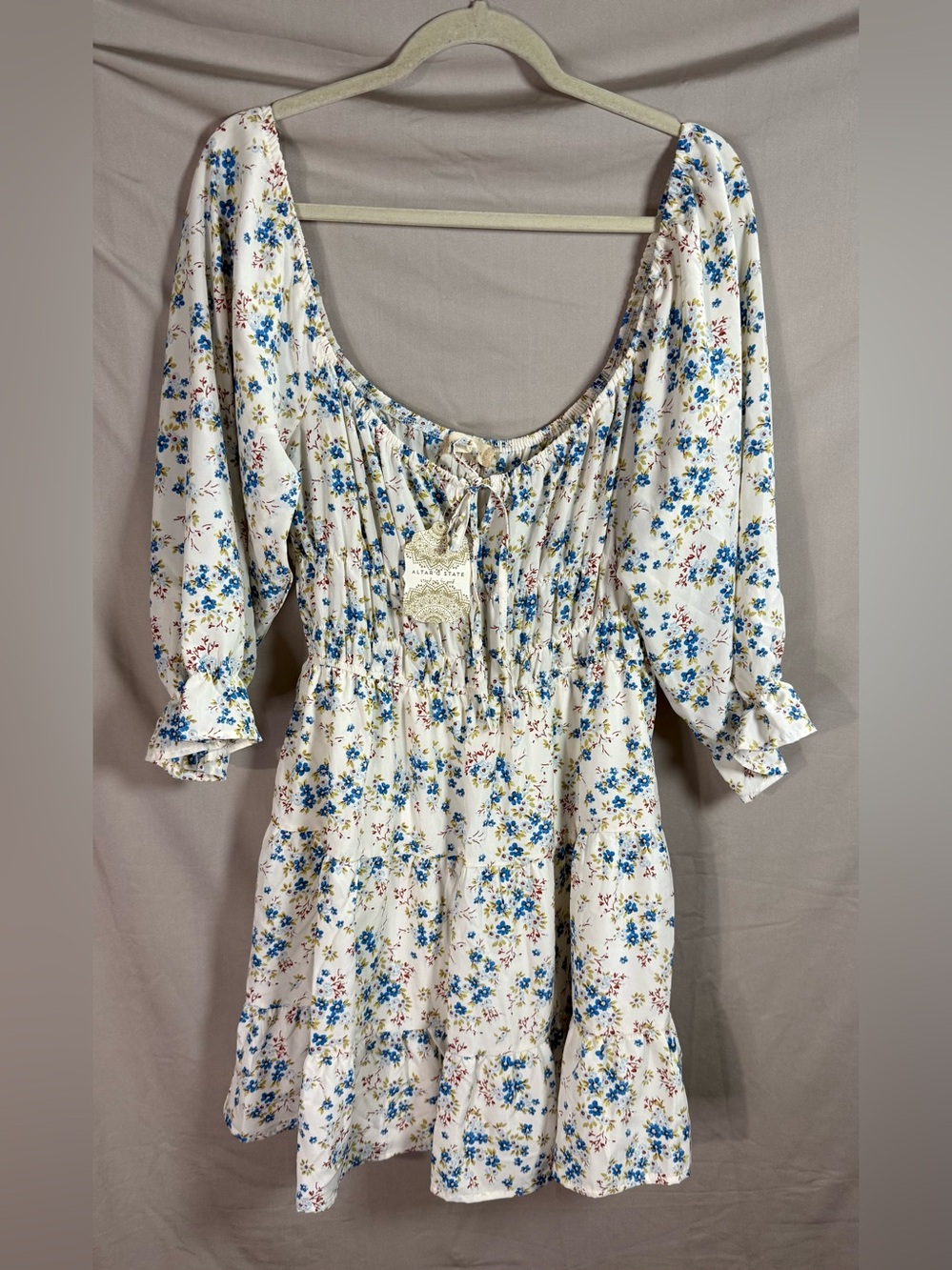 Altar’d State Floral Smocked Mini Dress Cottagecore Puff Sleeve NWT L